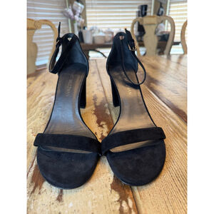 STUART WEITZMAN | Black Suede Ankle Strap Heels Size 9.5